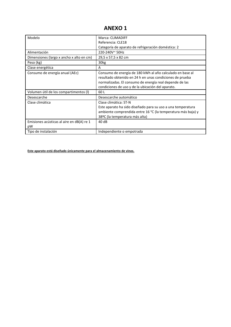 Anexo 1 | Climadiff CLE18- CLE51 User Manual | Page 76 / 77