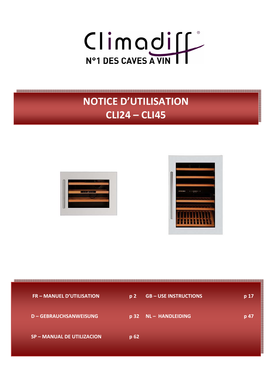 Climadiff CLI24- CLI45 User Manual | 76 pages