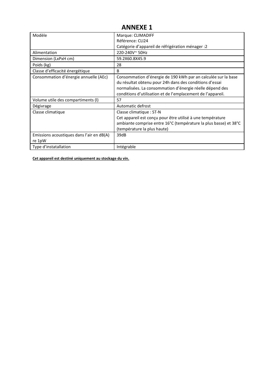 Annexe 1 | Climadiff CLI24- CLI45 User Manual | Page 15 / 76