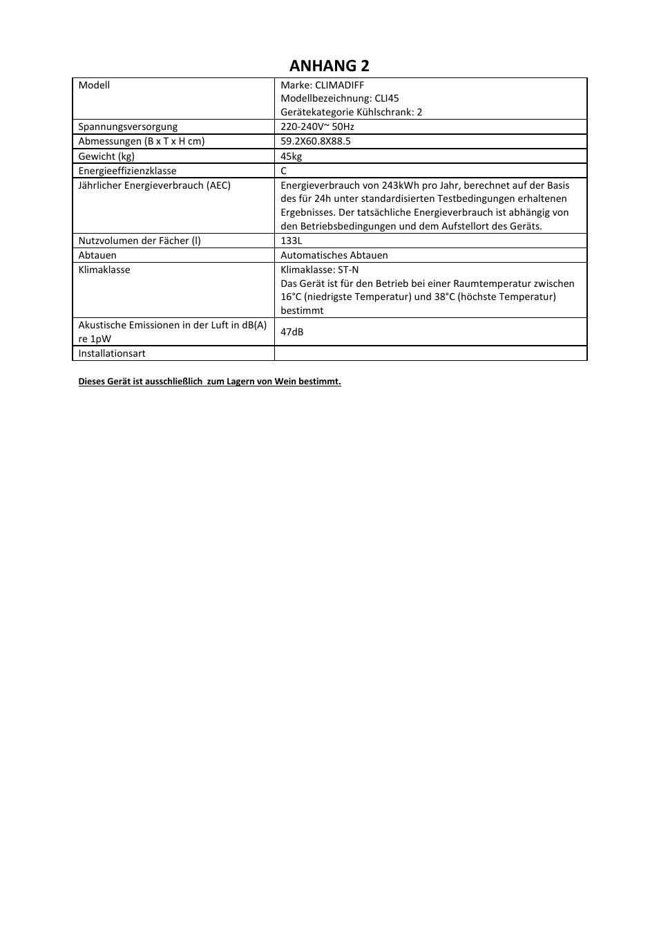 Anhang 2 | Climadiff CLI24- CLI45 User Manual | Page 46 / 76