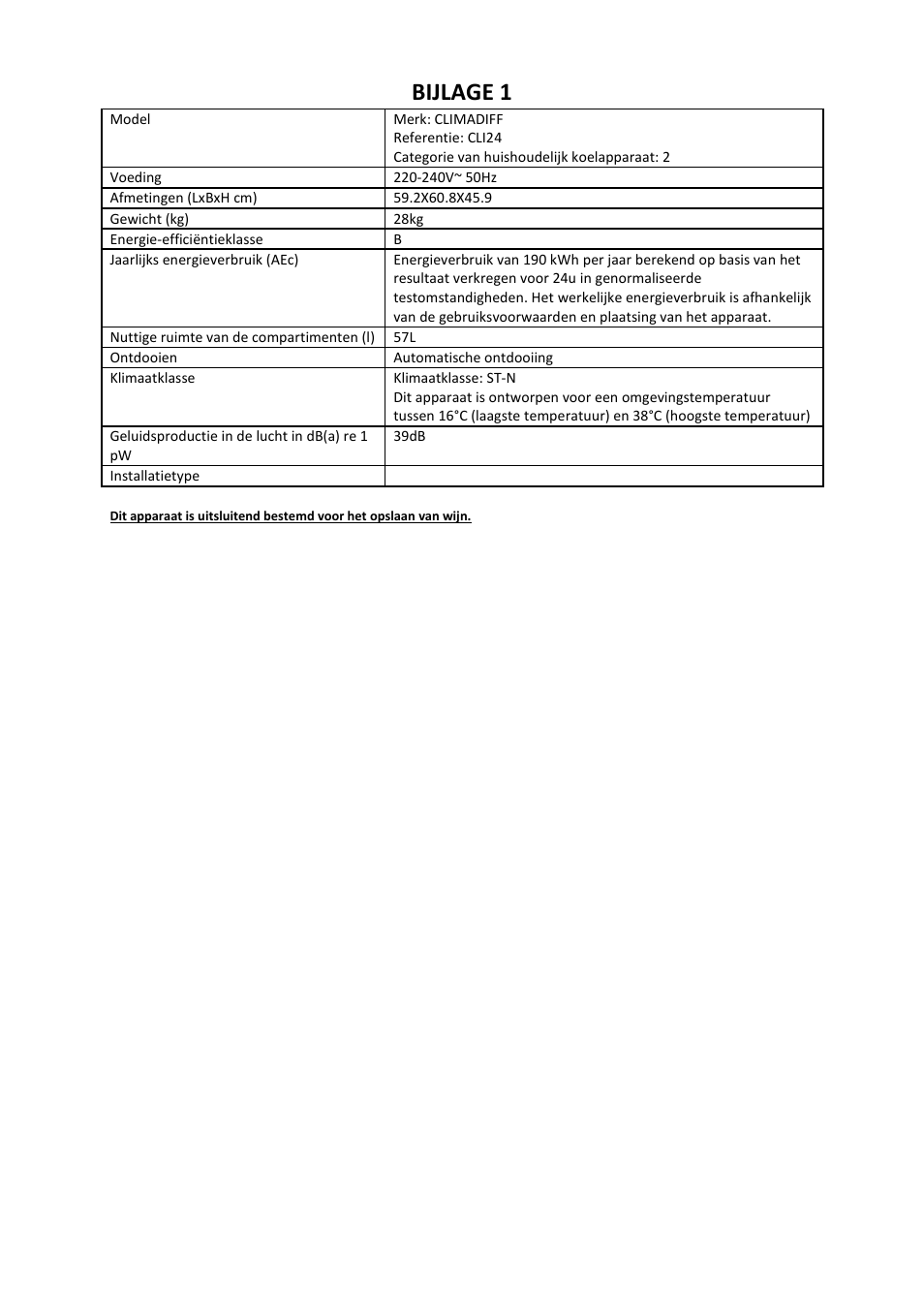 Bijlage 1 | Climadiff CLI24- CLI45 User Manual | Page 60 / 76