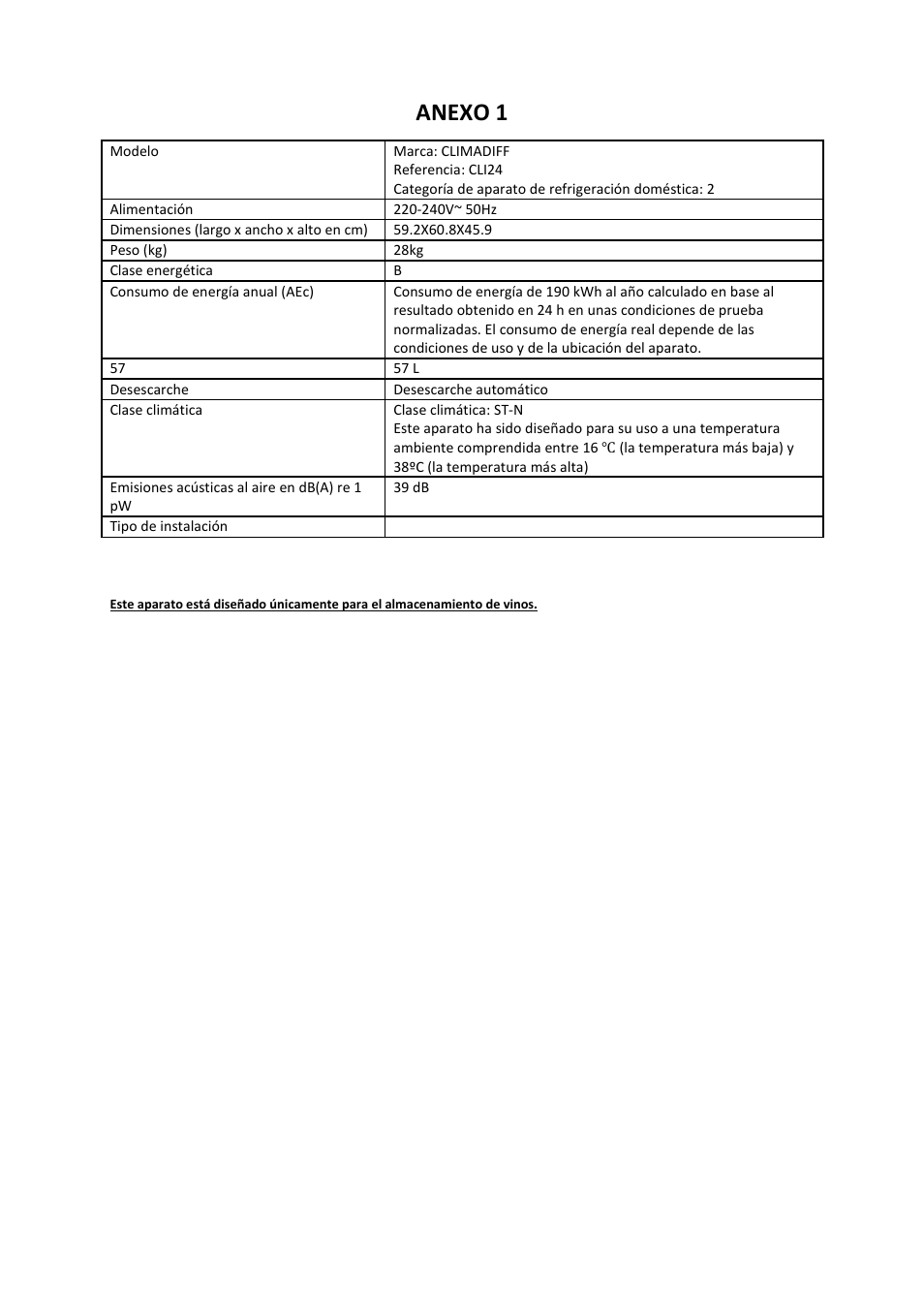 Anexo 1 | Climadiff CLI24- CLI45 User Manual | Page 75 / 76