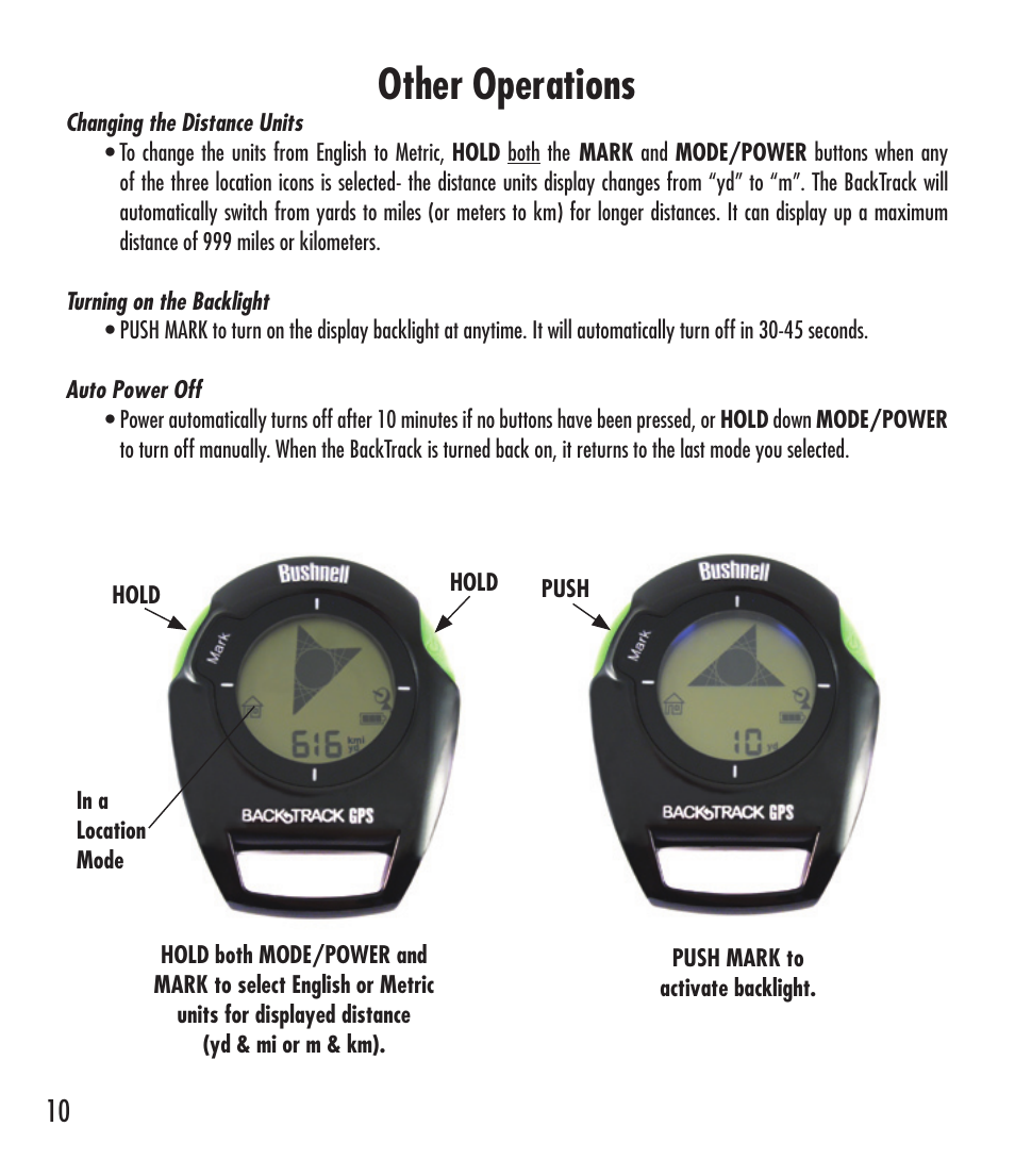 Other operations | Bushnell 360401 User Manual | Page 10 / 60