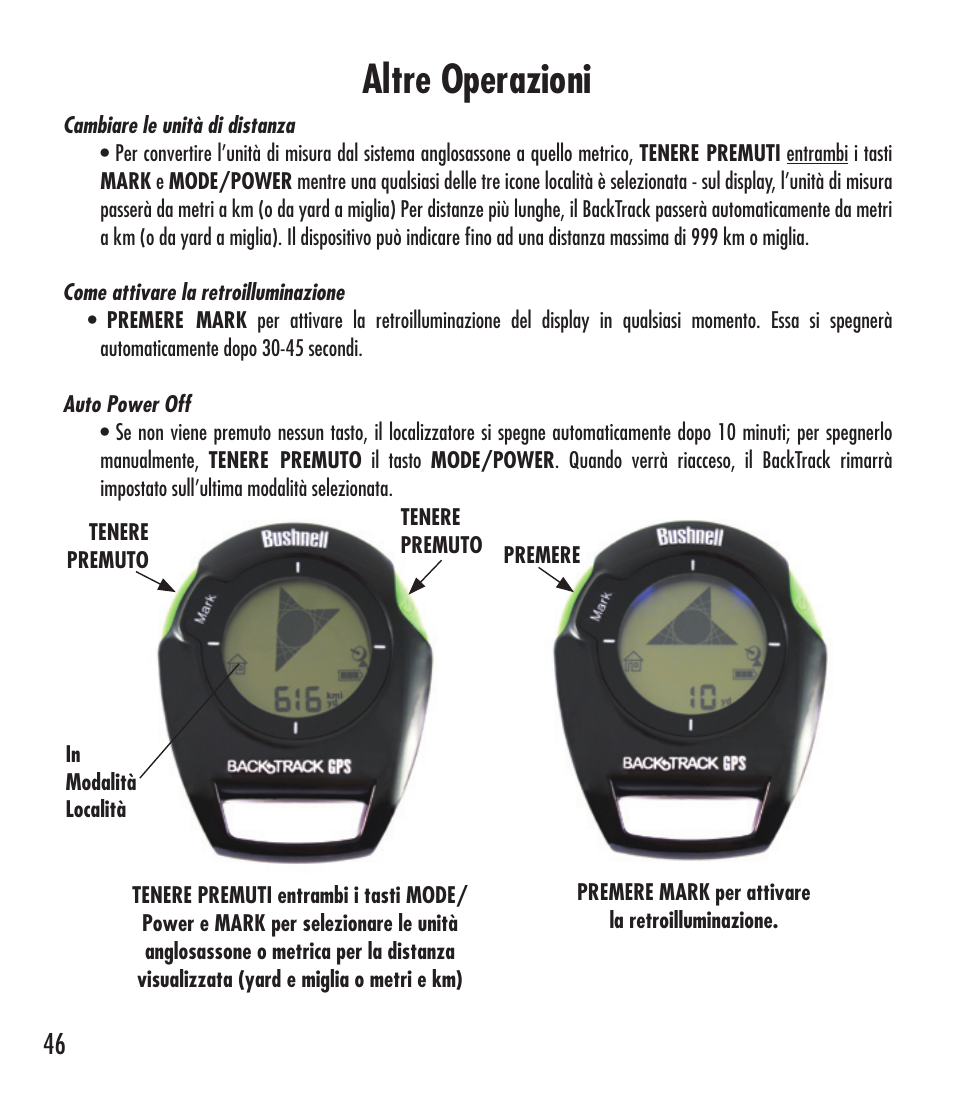 Altre operazioni | Bushnell 360401 User Manual | Page 46 / 60