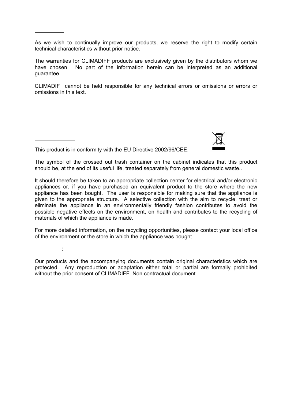 Climadiff CV41DZX User Manual | Page 22 / 34