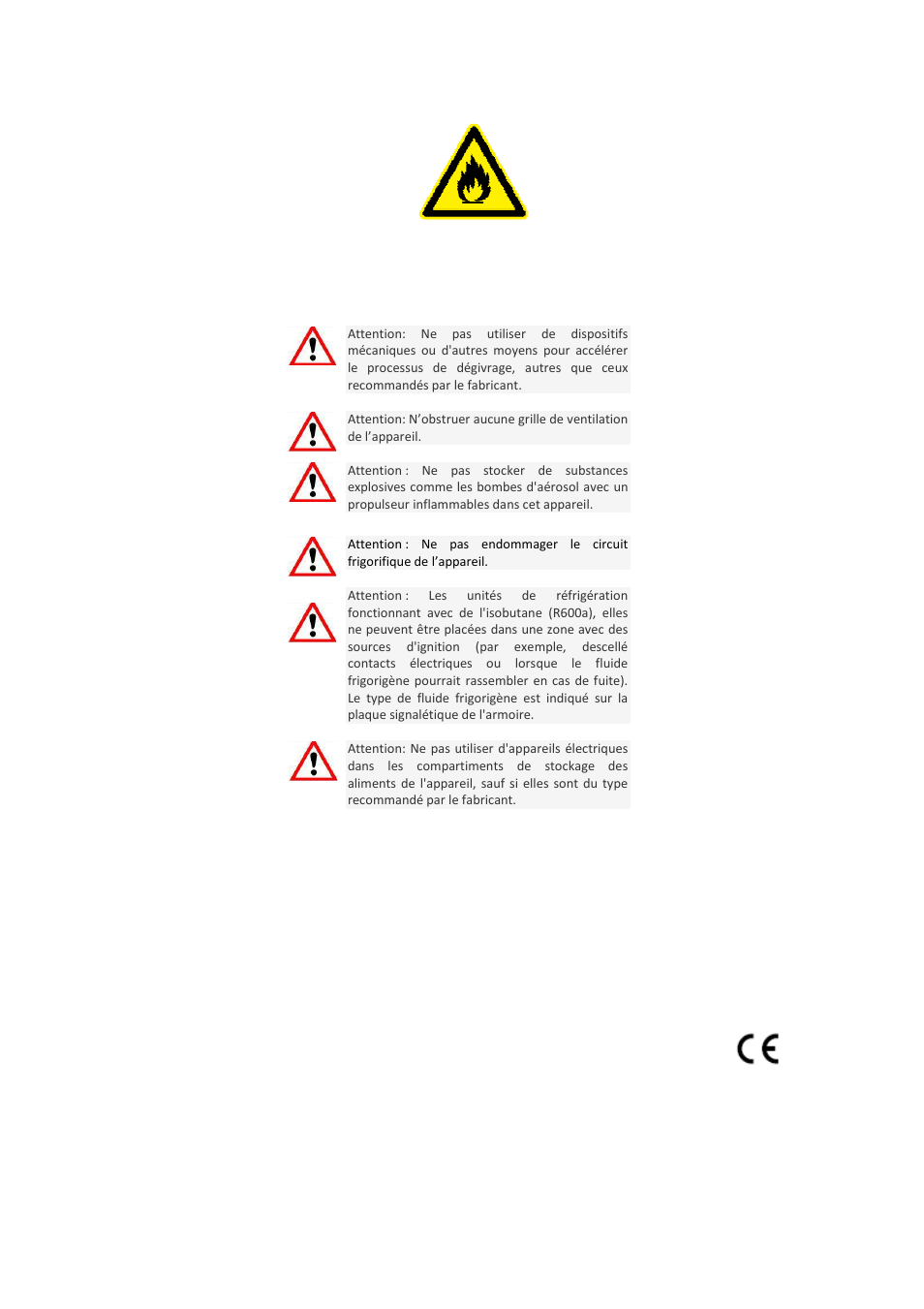 R600a, Instructions de sécurité | Climadiff VSV120 User Manual | Page 6 / 76