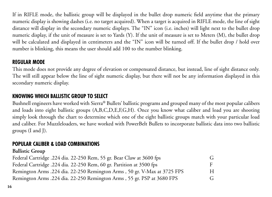 Bushnell Legend 204101 User Manual | Page 16 / 140