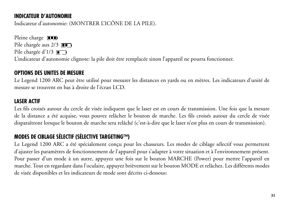Bushnell Legend 204101 User Manual | Page 31 / 140