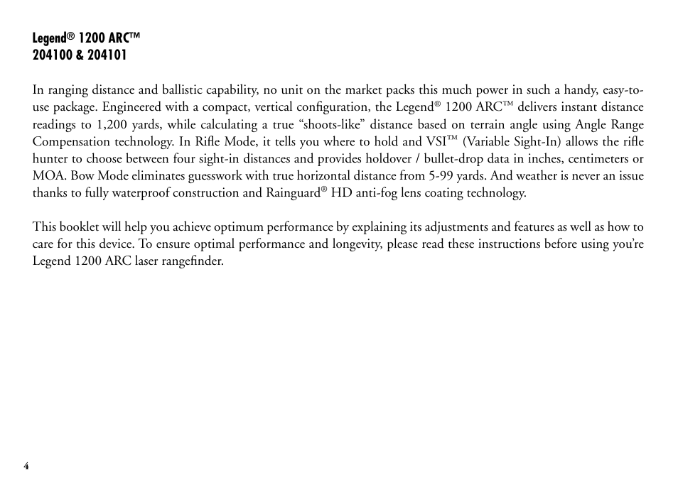 Bushnell Legend 204101 User Manual | Page 4 / 140