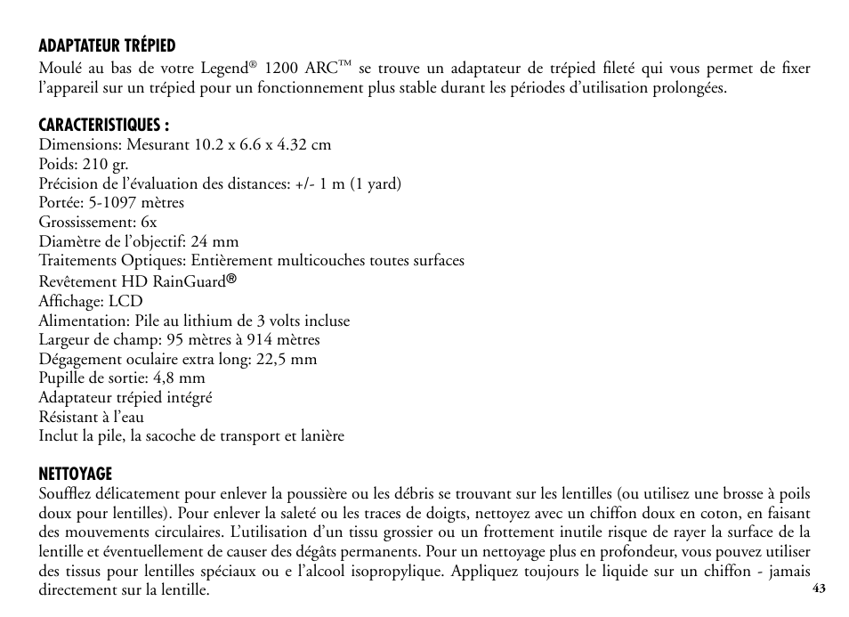 Bushnell Legend 204101 User Manual | Page 43 / 140