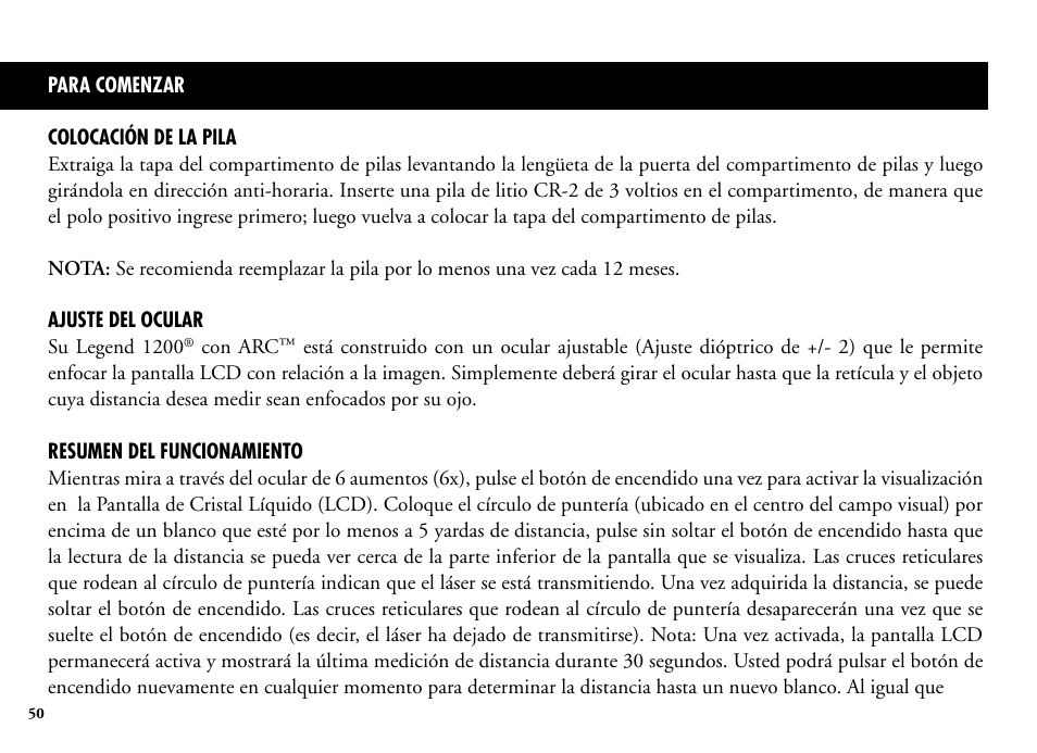 Bushnell Legend 204101 User Manual | Page 50 / 140