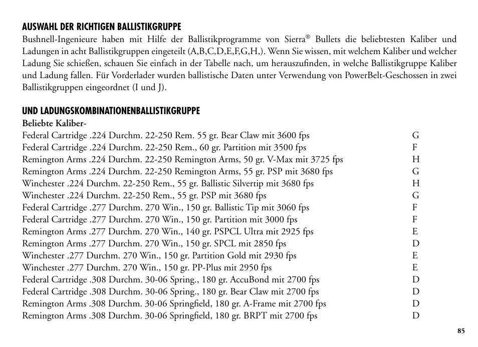 Bushnell Legend 204101 User Manual | Page 85 / 140