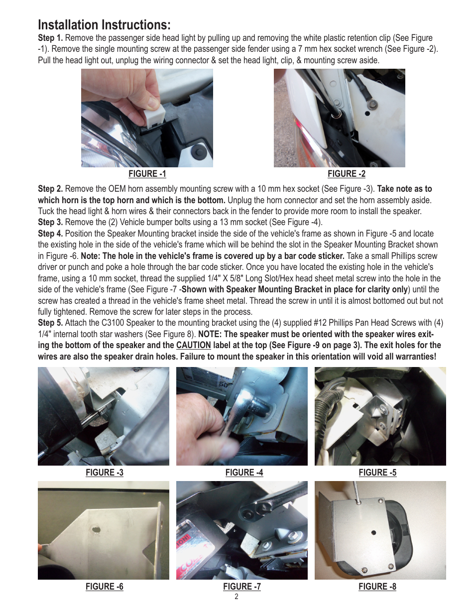 Installation instructions | Code 3 2005 + Impala Passenger Side User Manual | Page 2 / 8