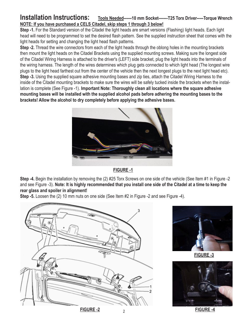 Installation instructions | Code 3 2015 Tahoe Citadel User Manual | Page 2 / 8
