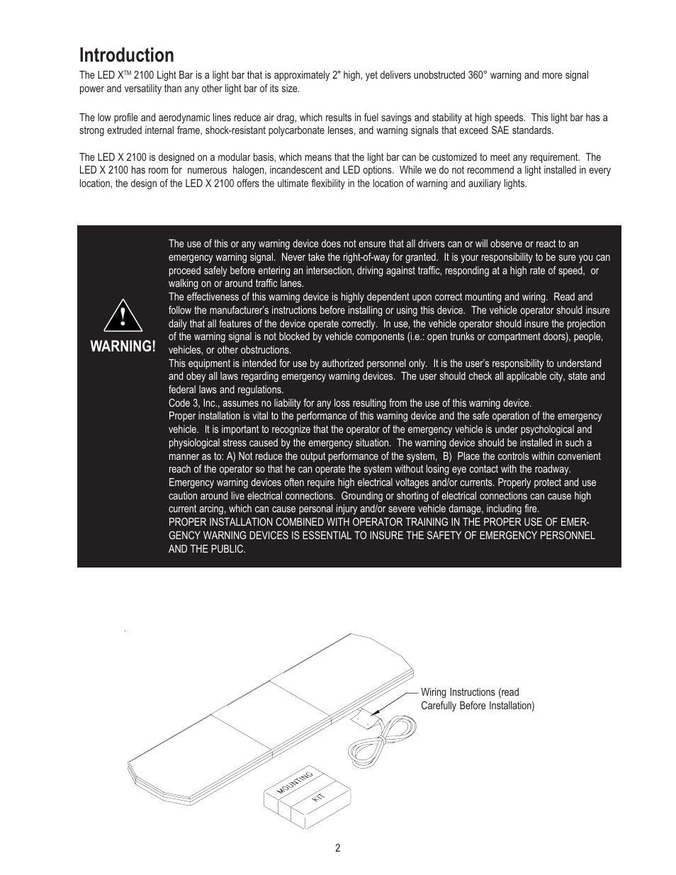 Introduction | Code 3 2100 User Manual | Page 2 / 16