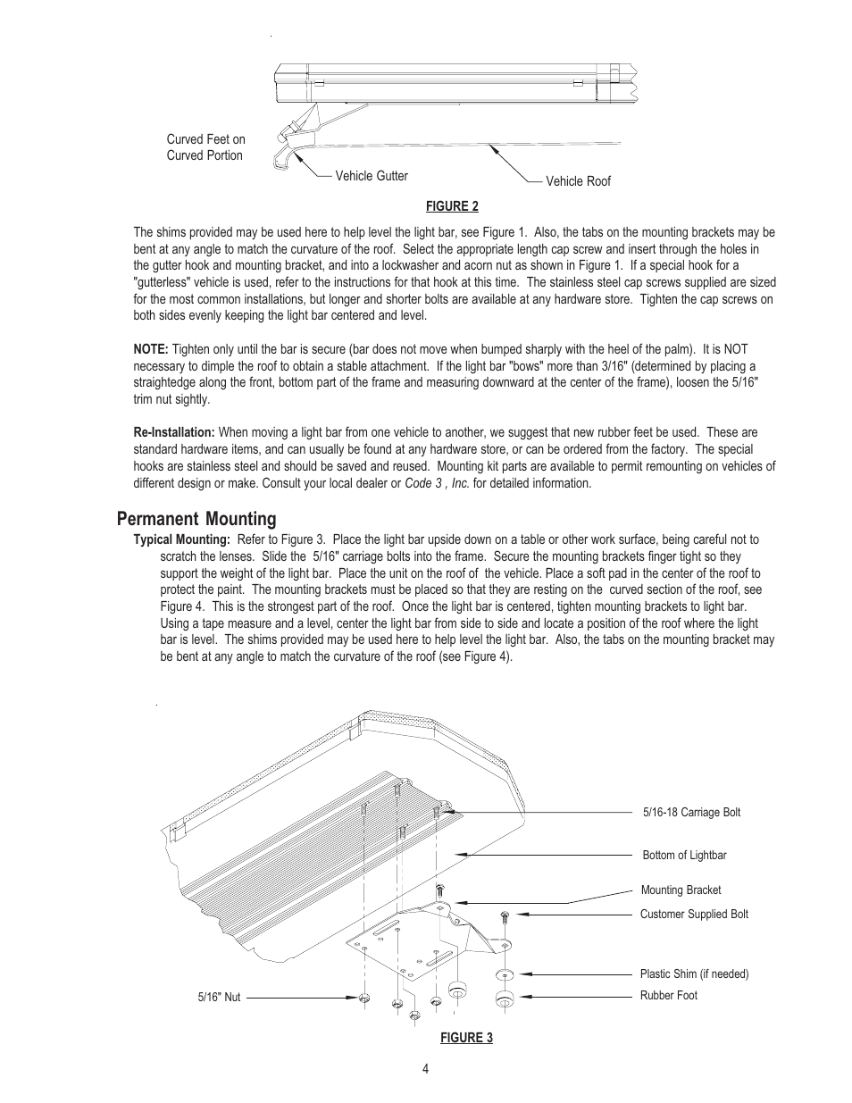 Permanent mounting | Code 3 2100 User Manual | Page 4 / 16