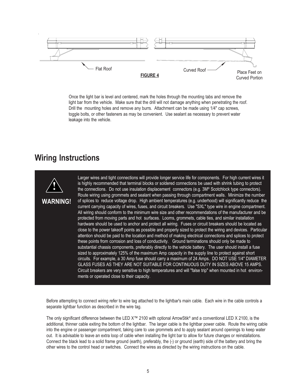 Wiring instructions, Warning | Code 3 2100 User Manual | Page 5 / 16