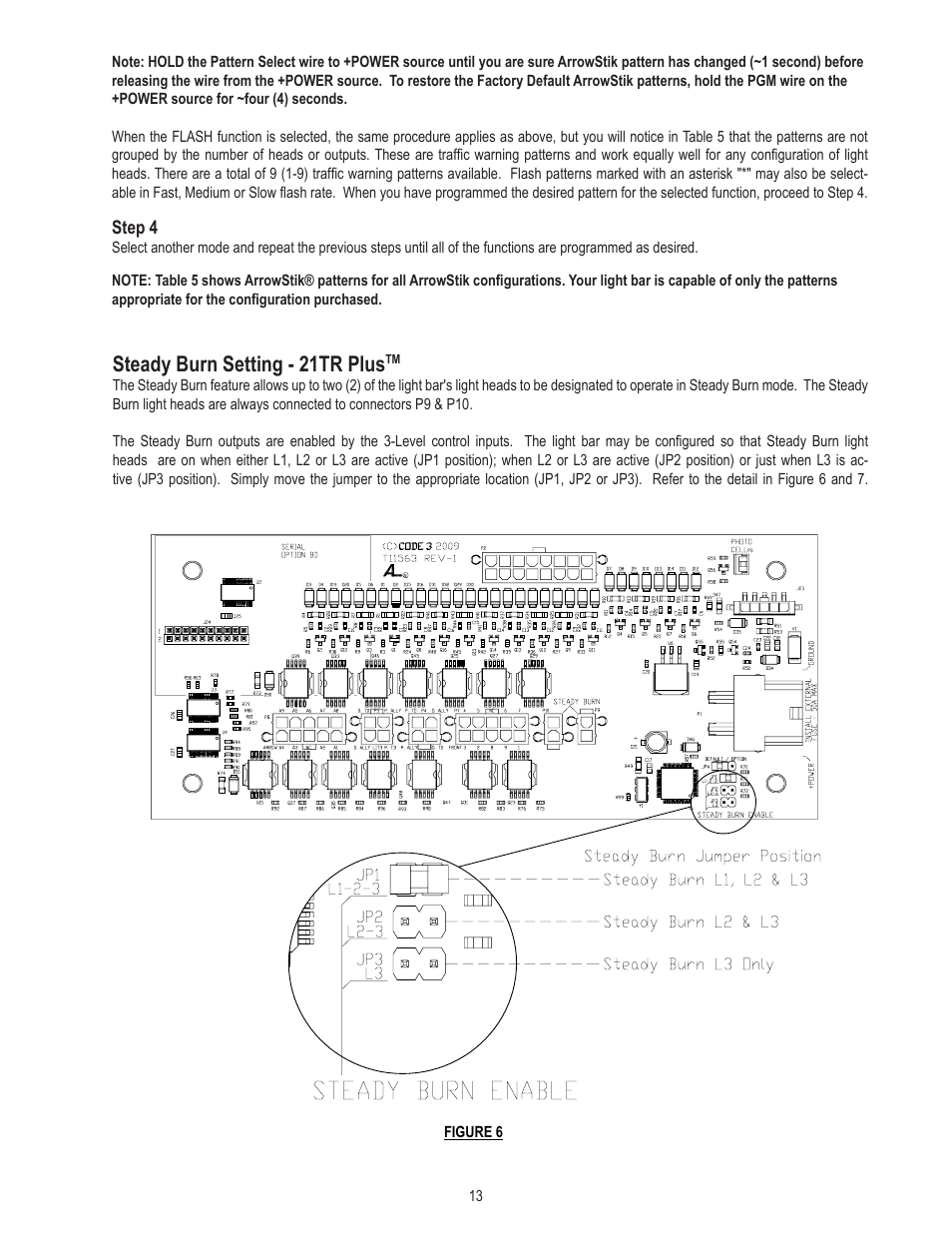 Steady burn setting - 21tr plus | Code 3 21TR & 21TR Plus User Manual | Page 13 / 18