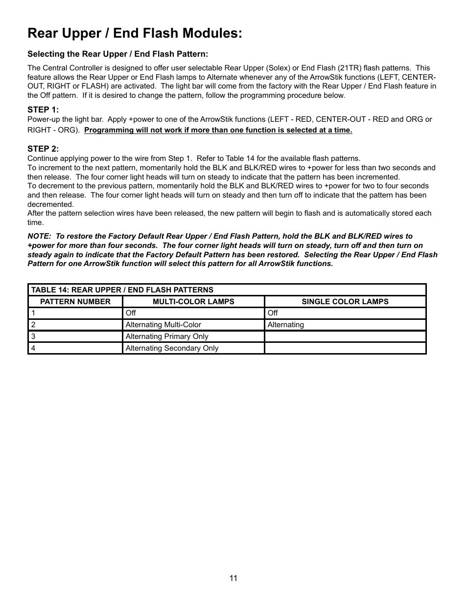 Rear upper / end flash modules | Code 3 21TR Plus MC User Manual | Page 11 / 12