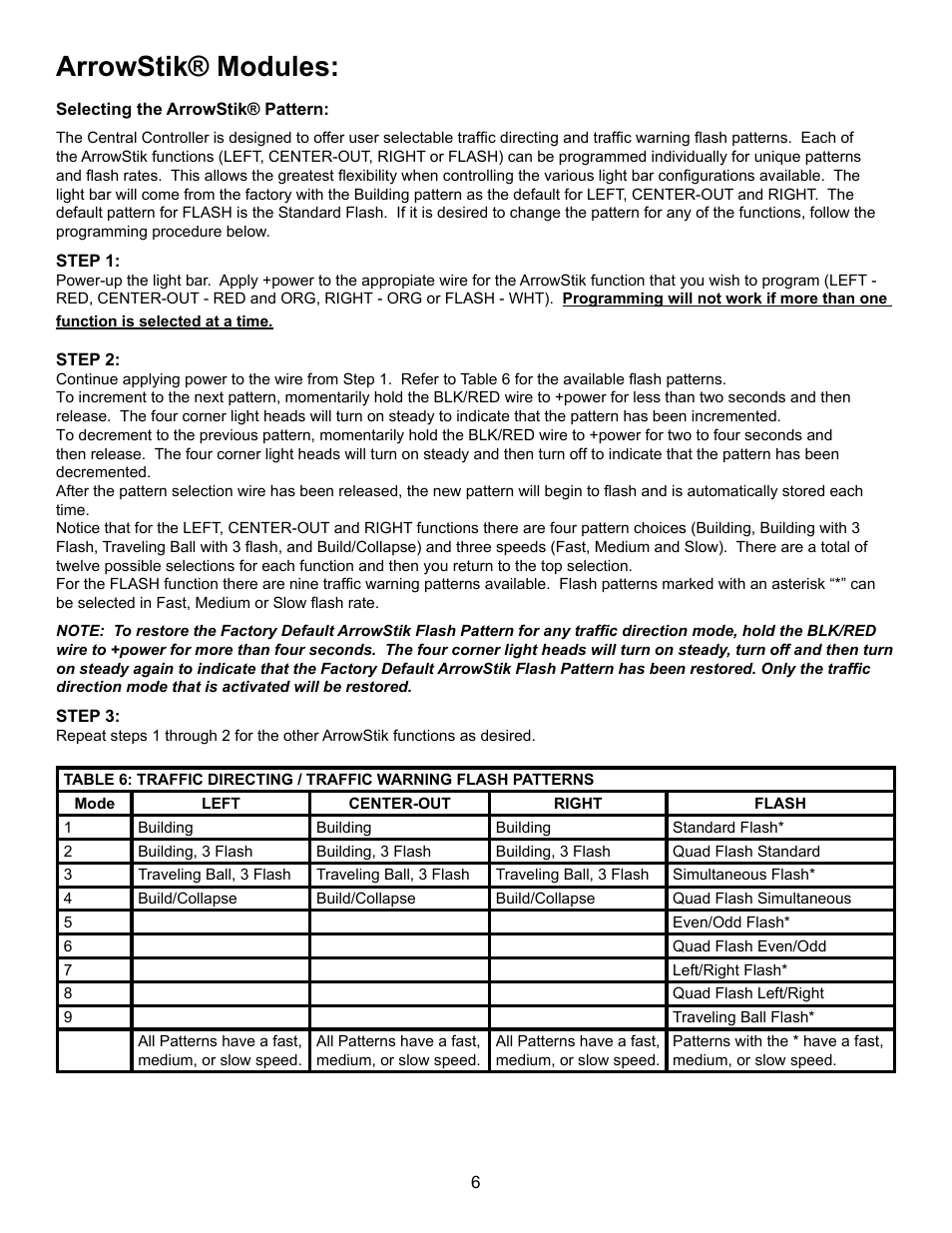 Arrowstik® modules | Code 3 21TR Plus MC User Manual | Page 6 / 12