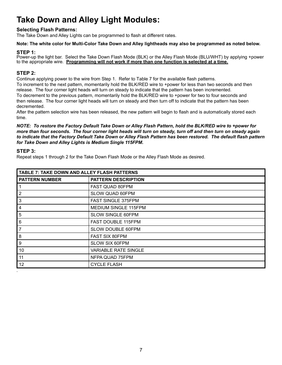 Take down and alley light modules | Code 3 21TR Plus MC User Manual | Page 7 / 12