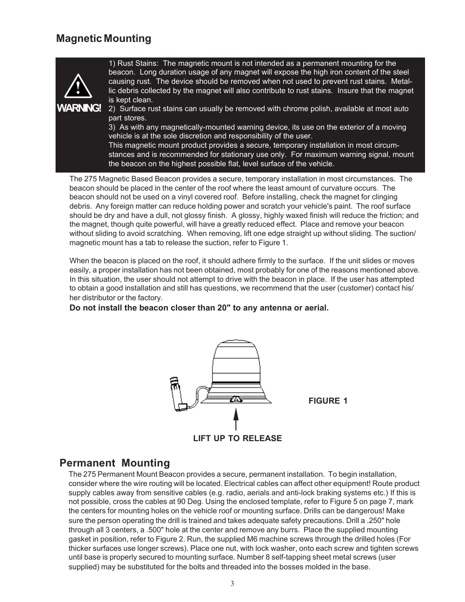 Code 3 275 Series Beacon User Manual | Page 3 / 8