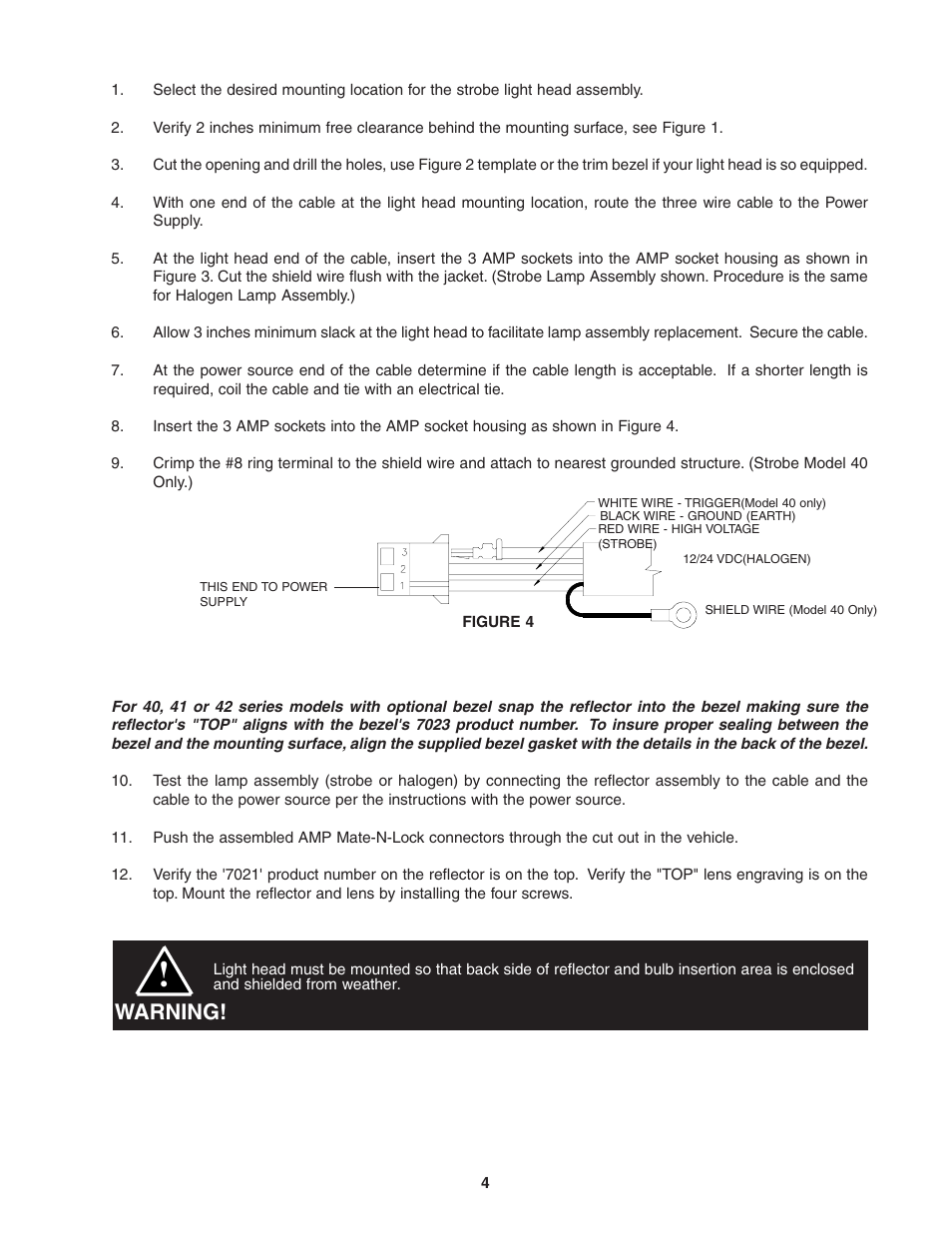 Warning | Code 3 40, 41, 42 Series Perimeter Lights User Manual | Page 4 / 8