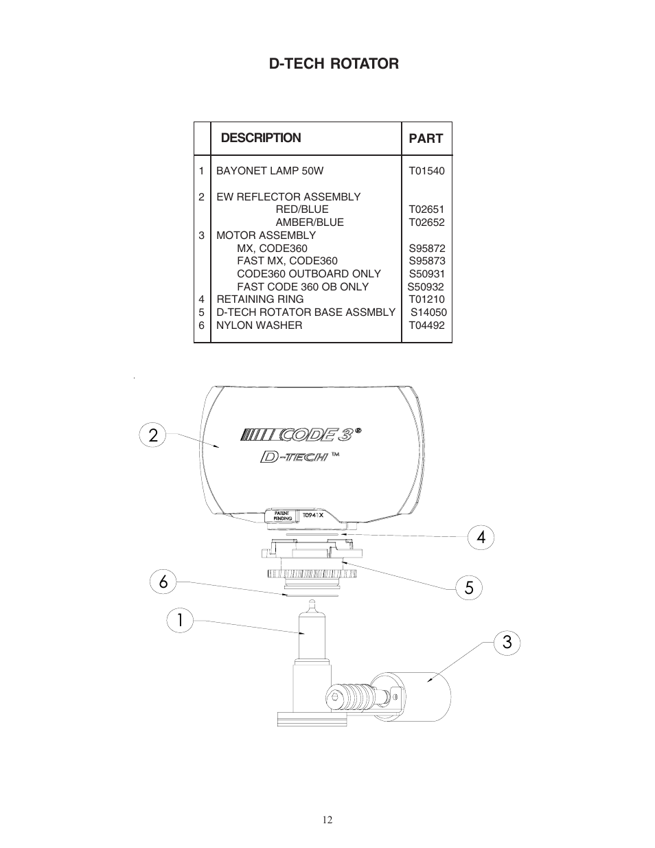 D-tech rotator | Code 3 420 Mini Bar Series User Manual | Page 12 / 16