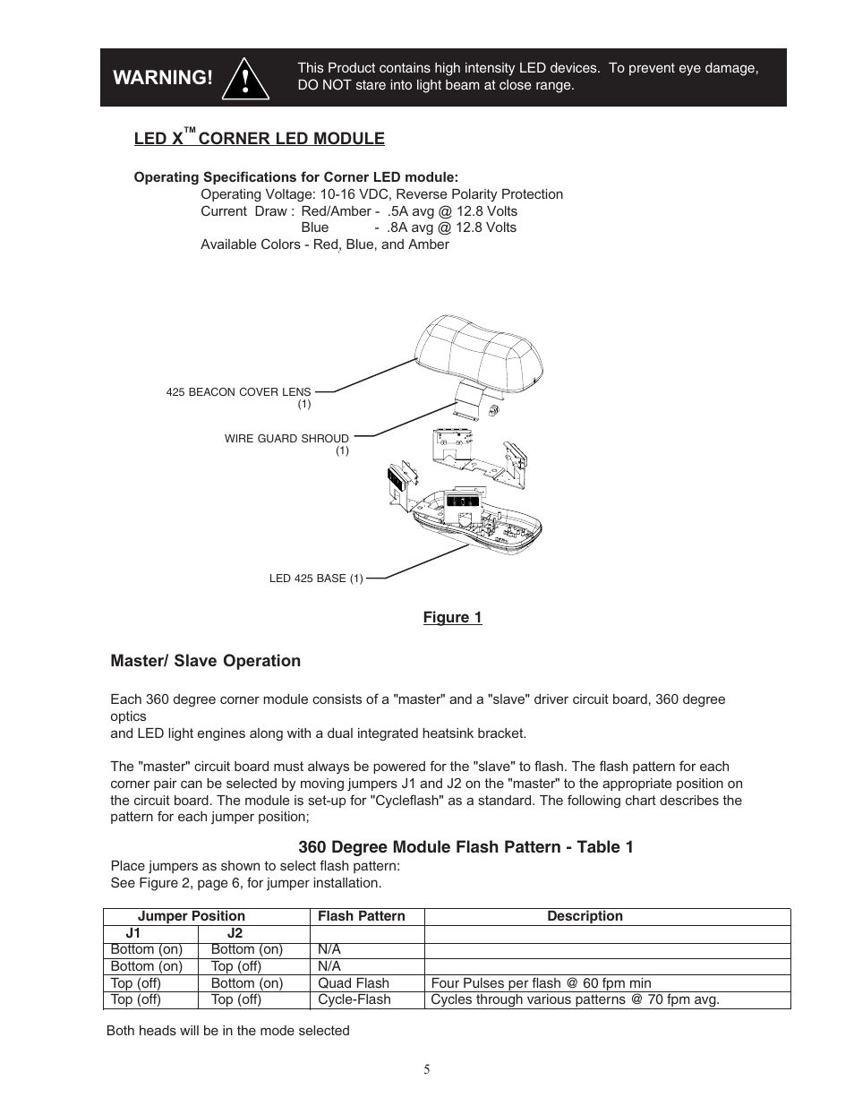 Warning | Code 3 420 Mini Bar Series User Manual | Page 5 / 16
