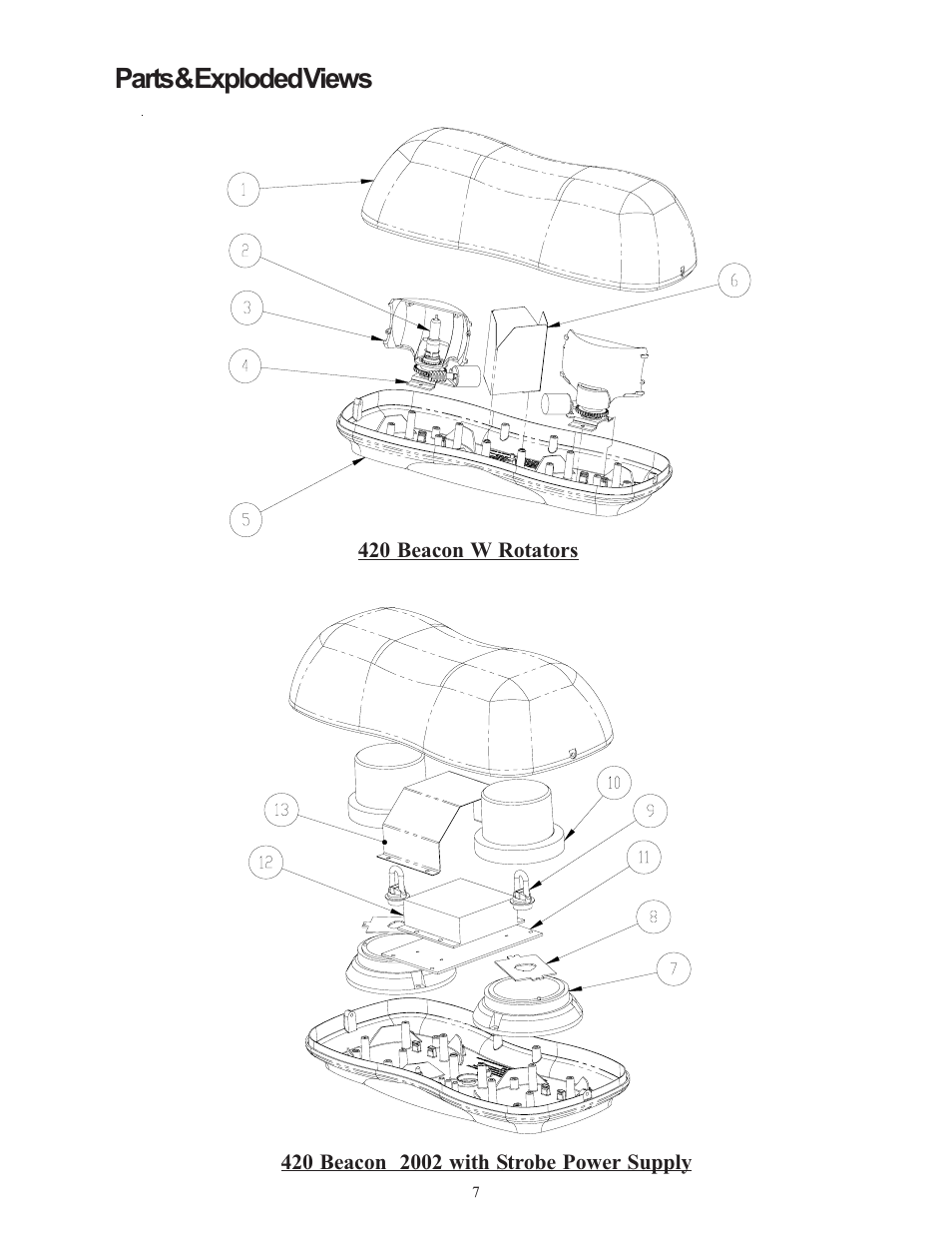 Parts & exploded views | Code 3 420 Mini Bar Series User Manual | Page 7 / 16