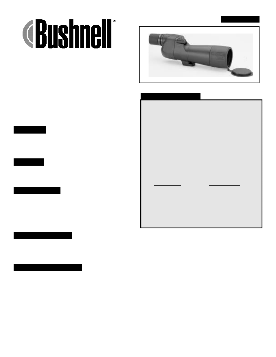 Bushnell XTRA-WIDE 78-5456 User Manual | 1 page