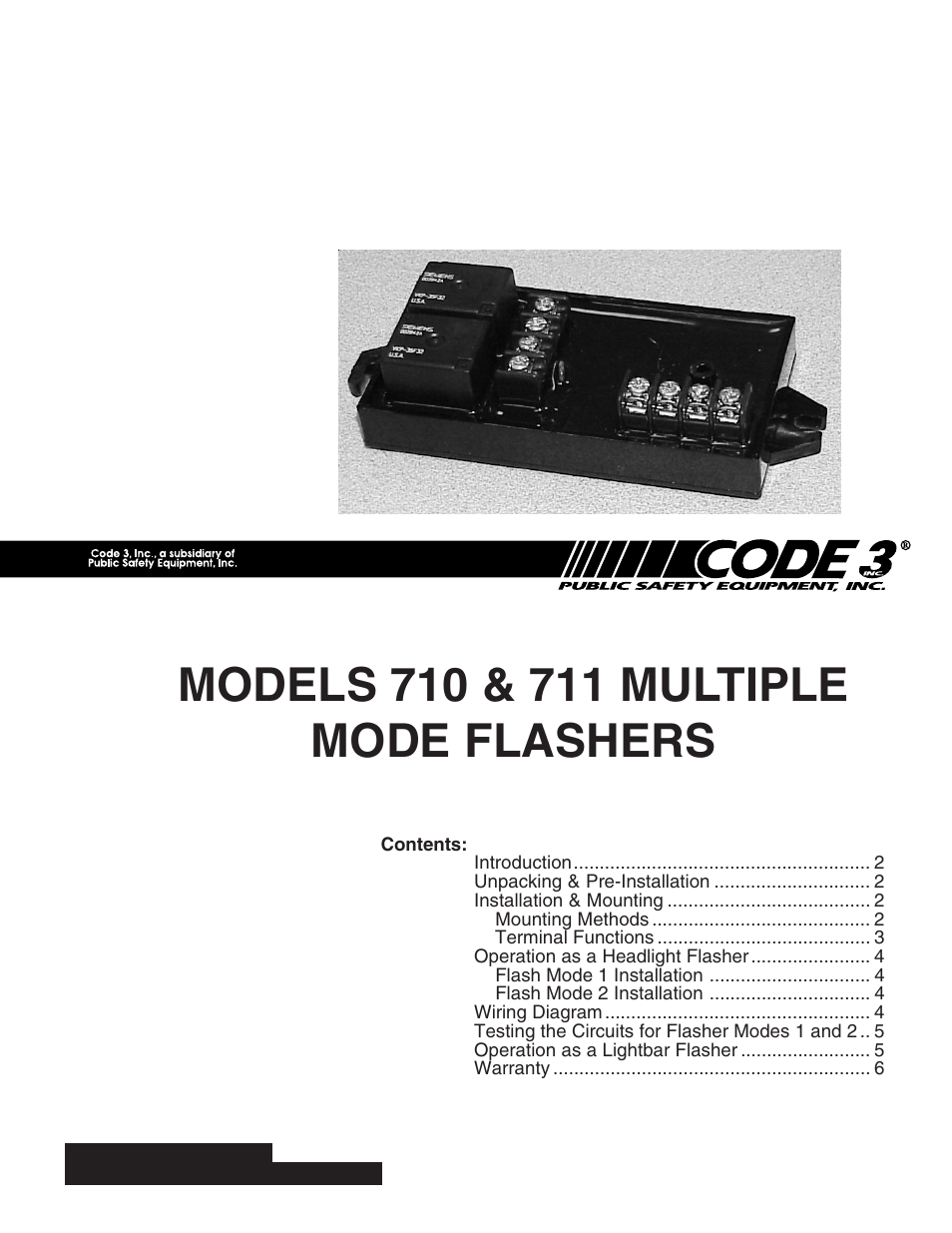 Code 3 710 and 711 Flashers User Manual | 7 pages