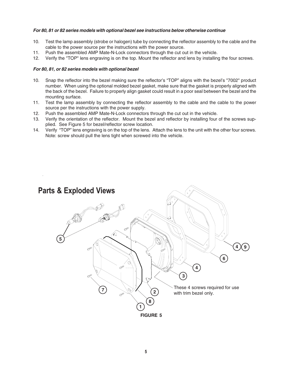 Parts & exploded views | Code 3 80 Series Perimeter Lights User Manual | Page 5 / 10