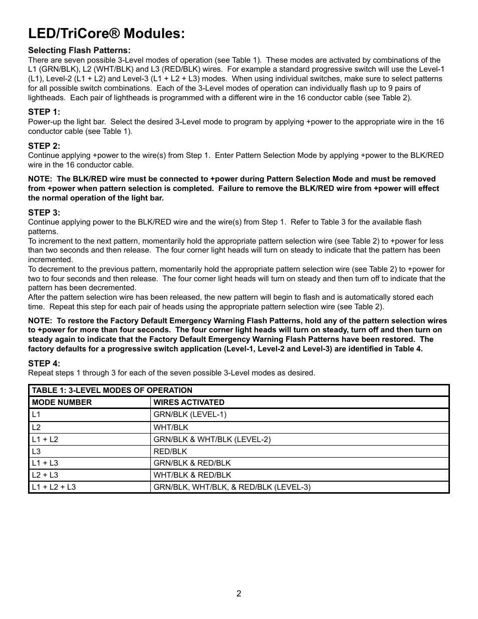 Led/tricore® modules | Code 3 800 Series Software User Manual | Page 2 / 8