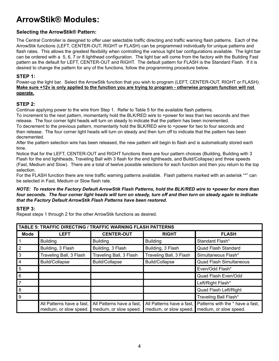 Arrowstik® modules | Code 3 800 Series Software User Manual | Page 4 / 8