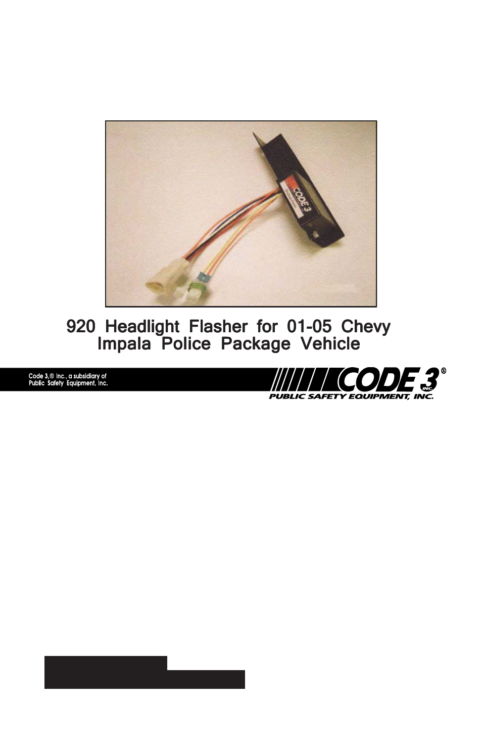 Code 3 920 Flashers User Manual | 8 pages