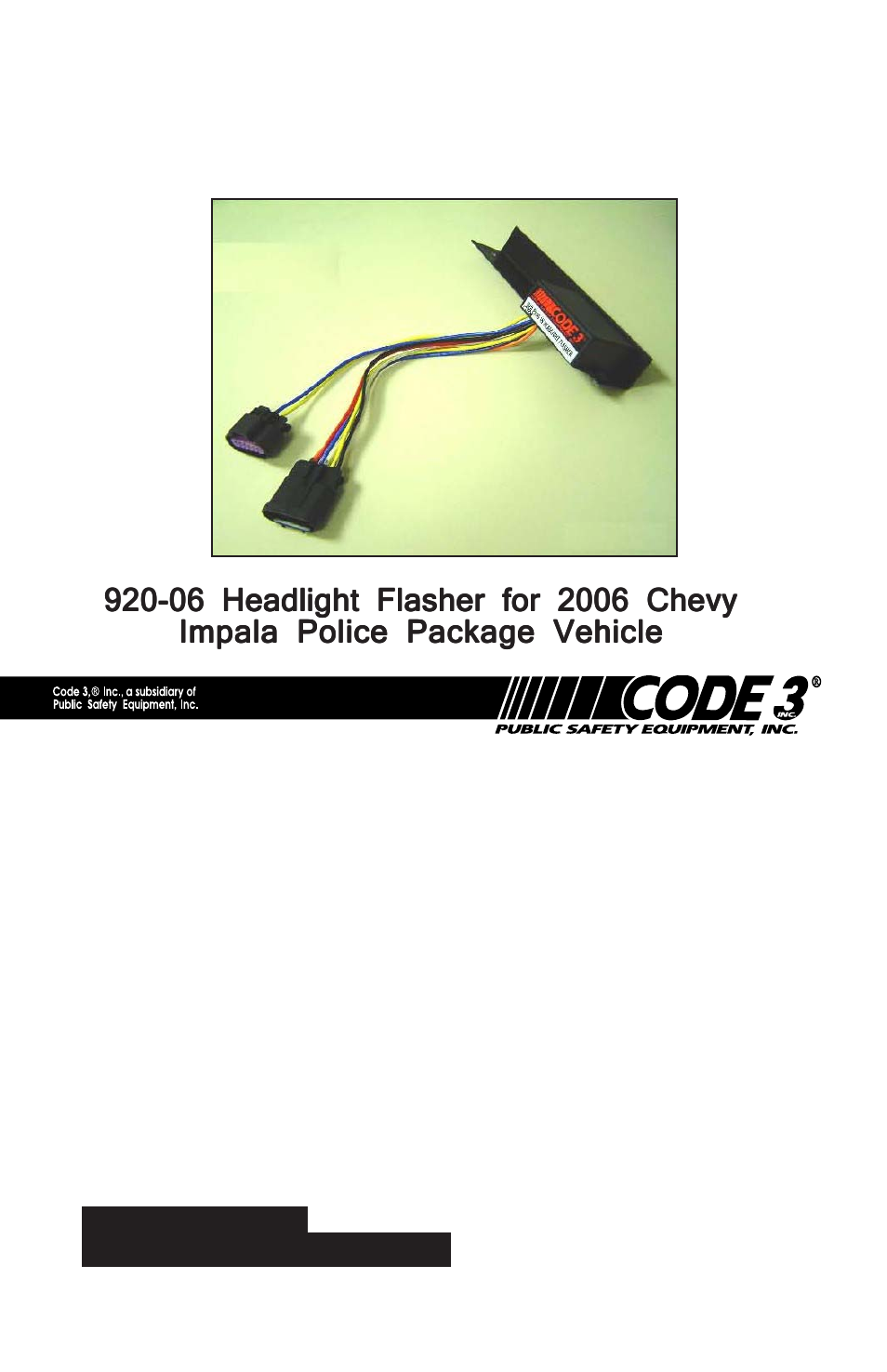 Code 3 920-06 Flashers User Manual | 8 pages