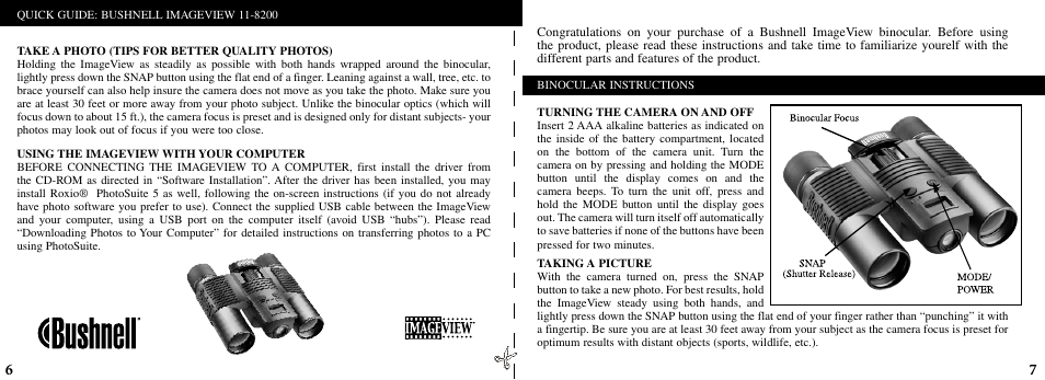 Bushnell ImageView 11-8200 User Manual | Page 4 / 45