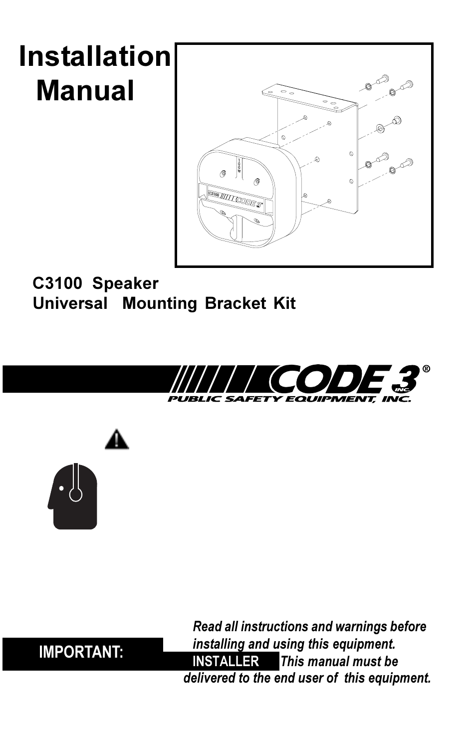 Code 3 C3100 Series Speaker User Manual | 8 pages