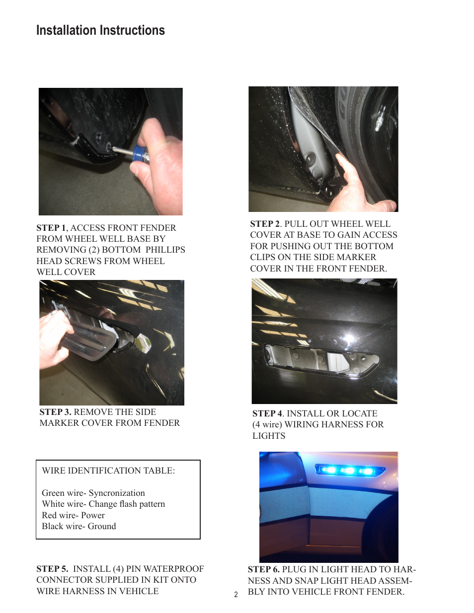 Installation instructions | Code 3 Caprice Side Marker LED light User Manual | Page 2 / 4