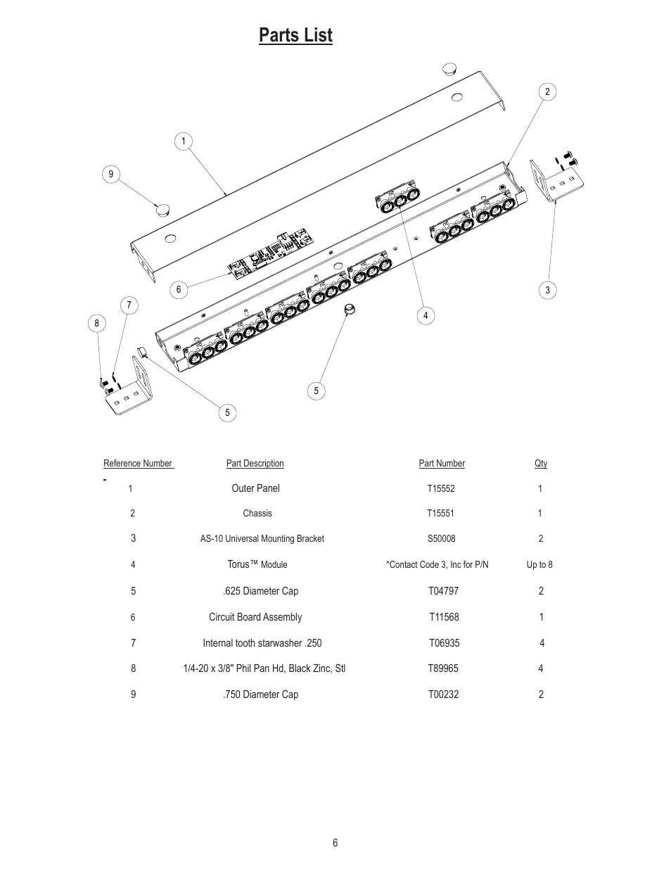 Parts list | Code 3 CommandStik User Manual | Page 6 / 8