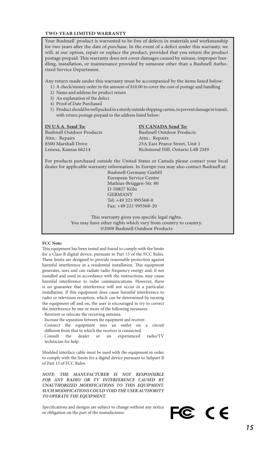 Bushnell WEATHERFX 960900C User Manual | Page 15 / 16