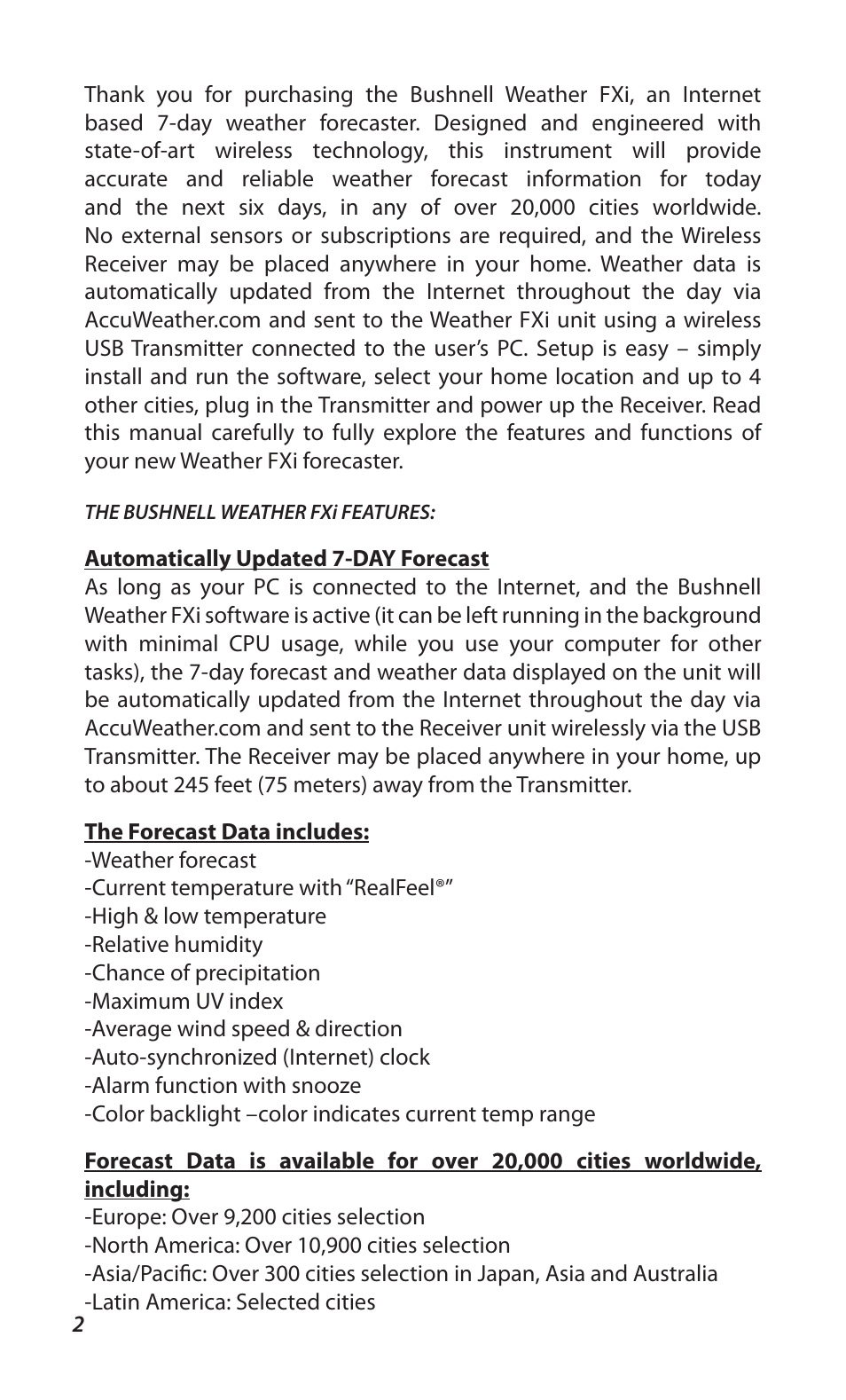 Bushnell WEATHERFX 960900C User Manual | Page 2 / 16