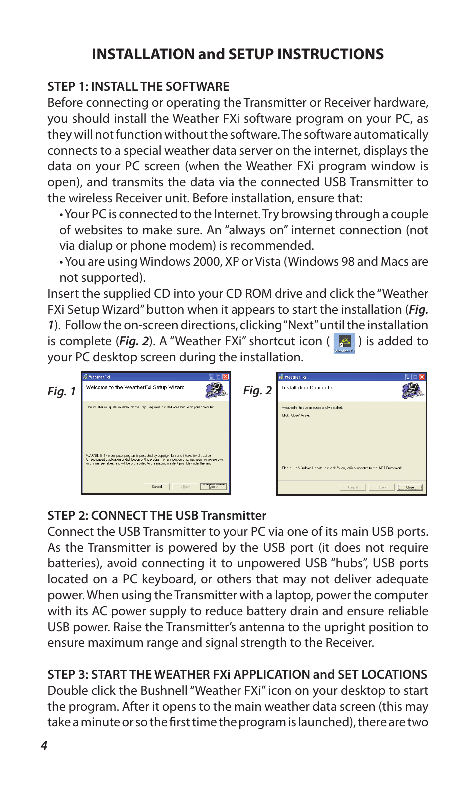 Installation and setup instructions | Bushnell WEATHERFX 960900C User Manual | Page 4 / 16