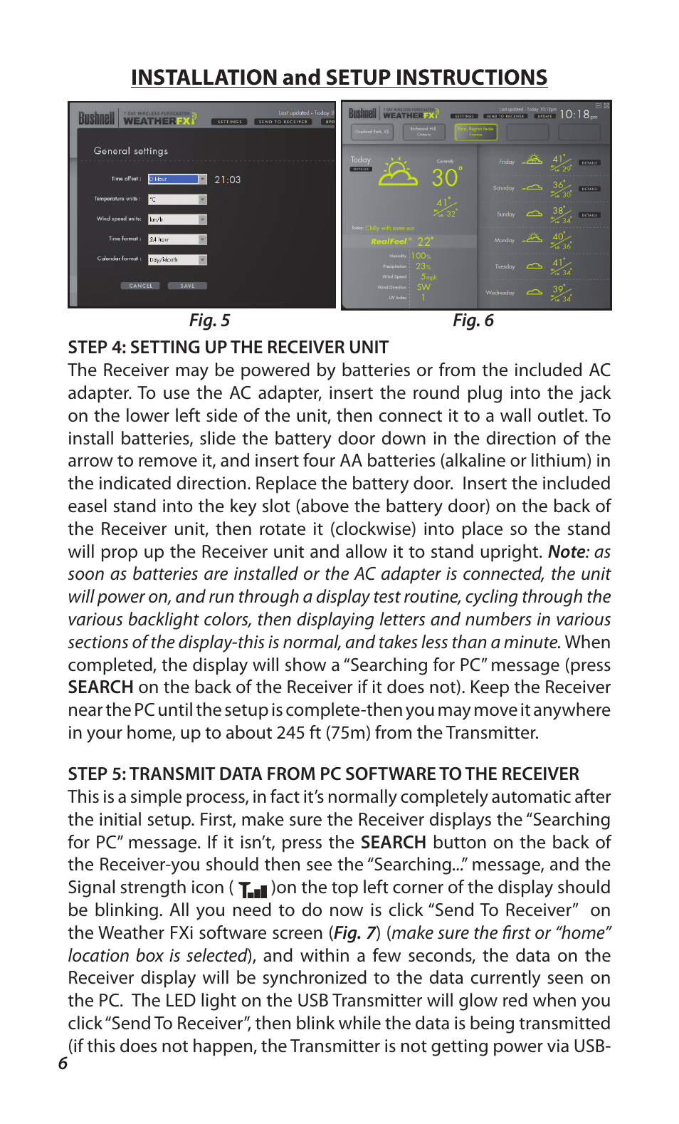Installation and setup instructions | Bushnell WEATHERFX 960900C User Manual | Page 6 / 16