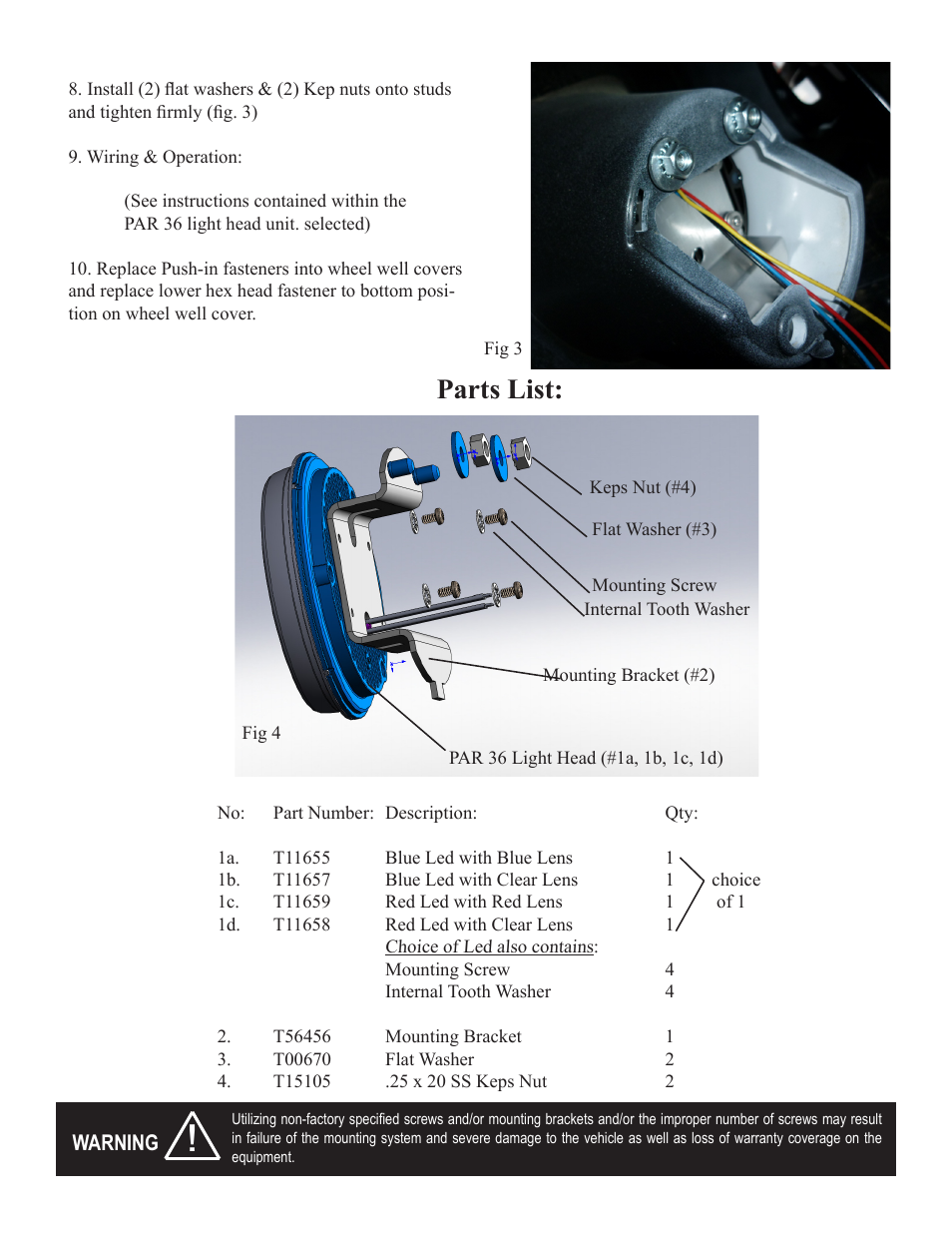 Parts list | Code 3 for 2010 Tahoe User Manual | Page 3 / 4