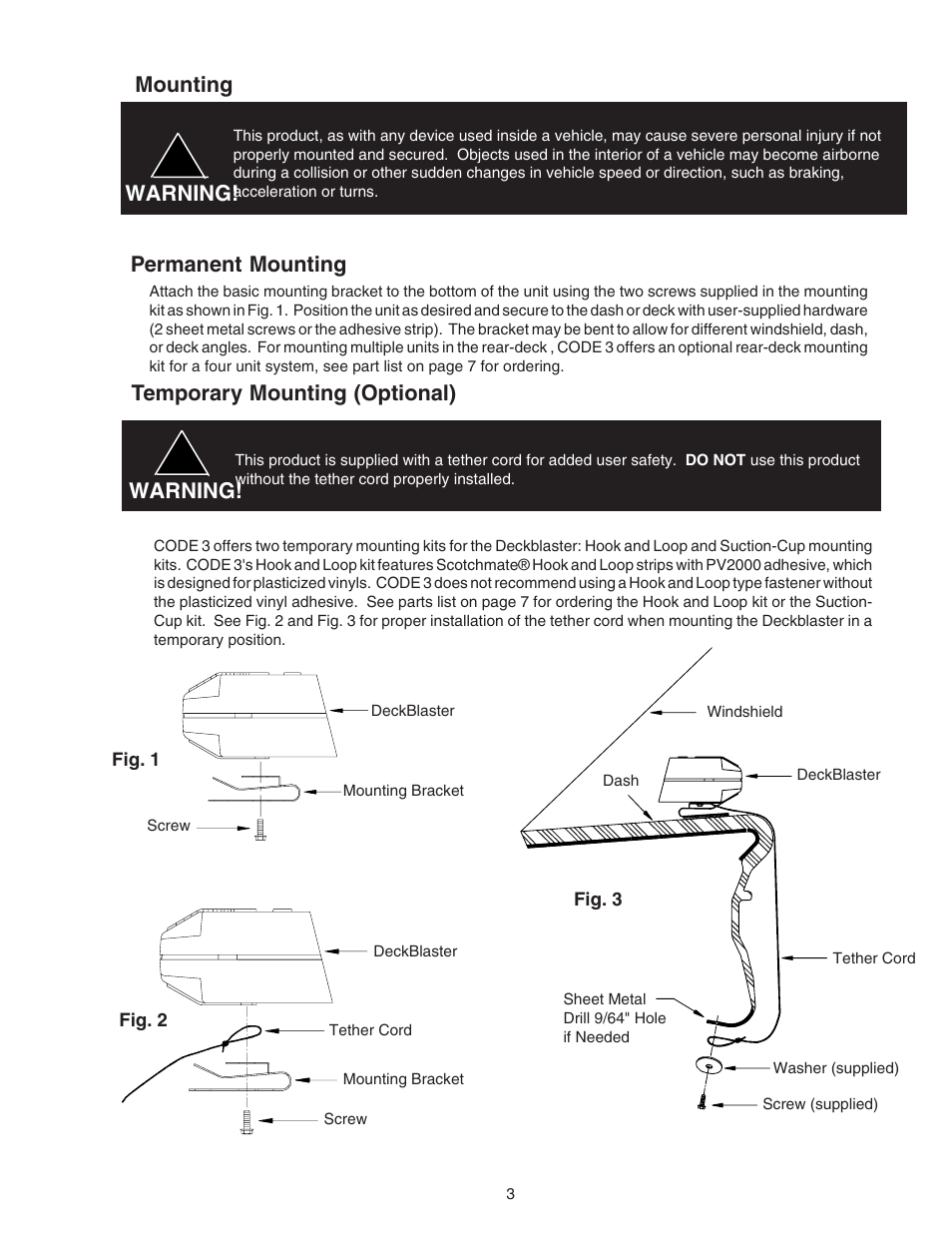 Code 3 DeckBlaster User Manual | Page 3 / 10