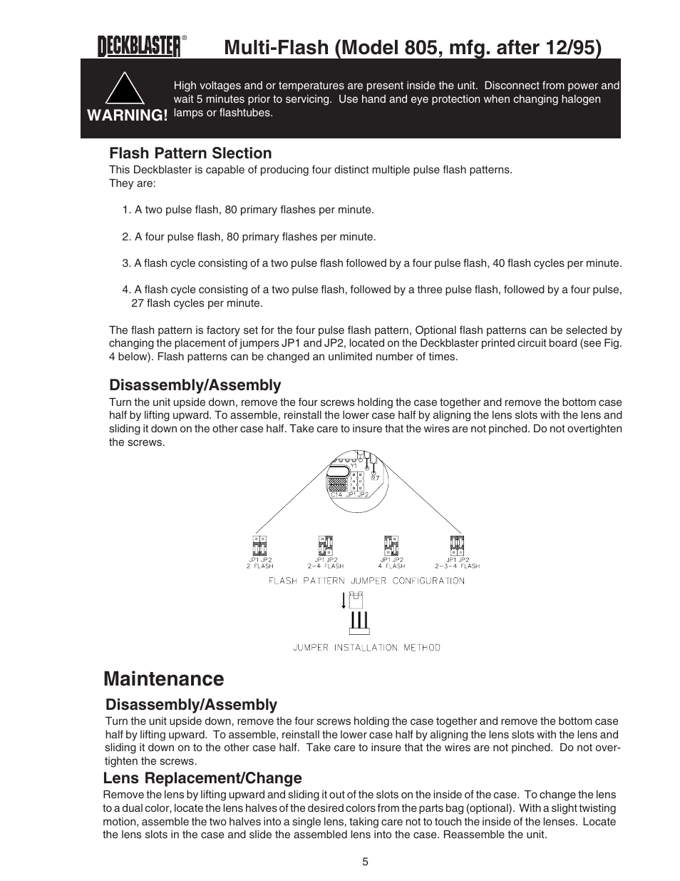 Maintenance | Code 3 DeckBlaster User Manual | Page 5 / 10