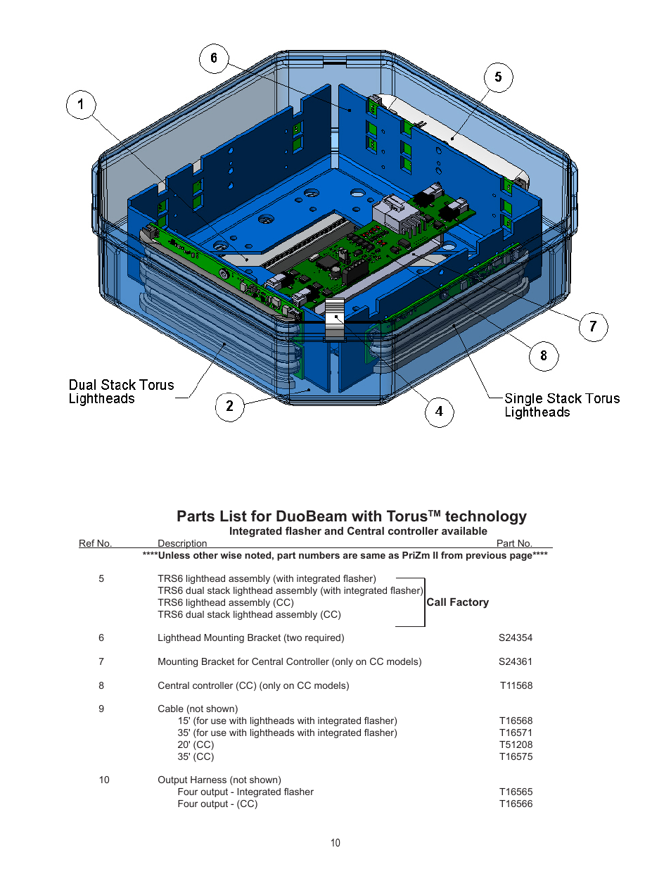 Parts list for duobeam with torus, Technology | Code 3 DuoBeam II User Manual | Page 10 / 12