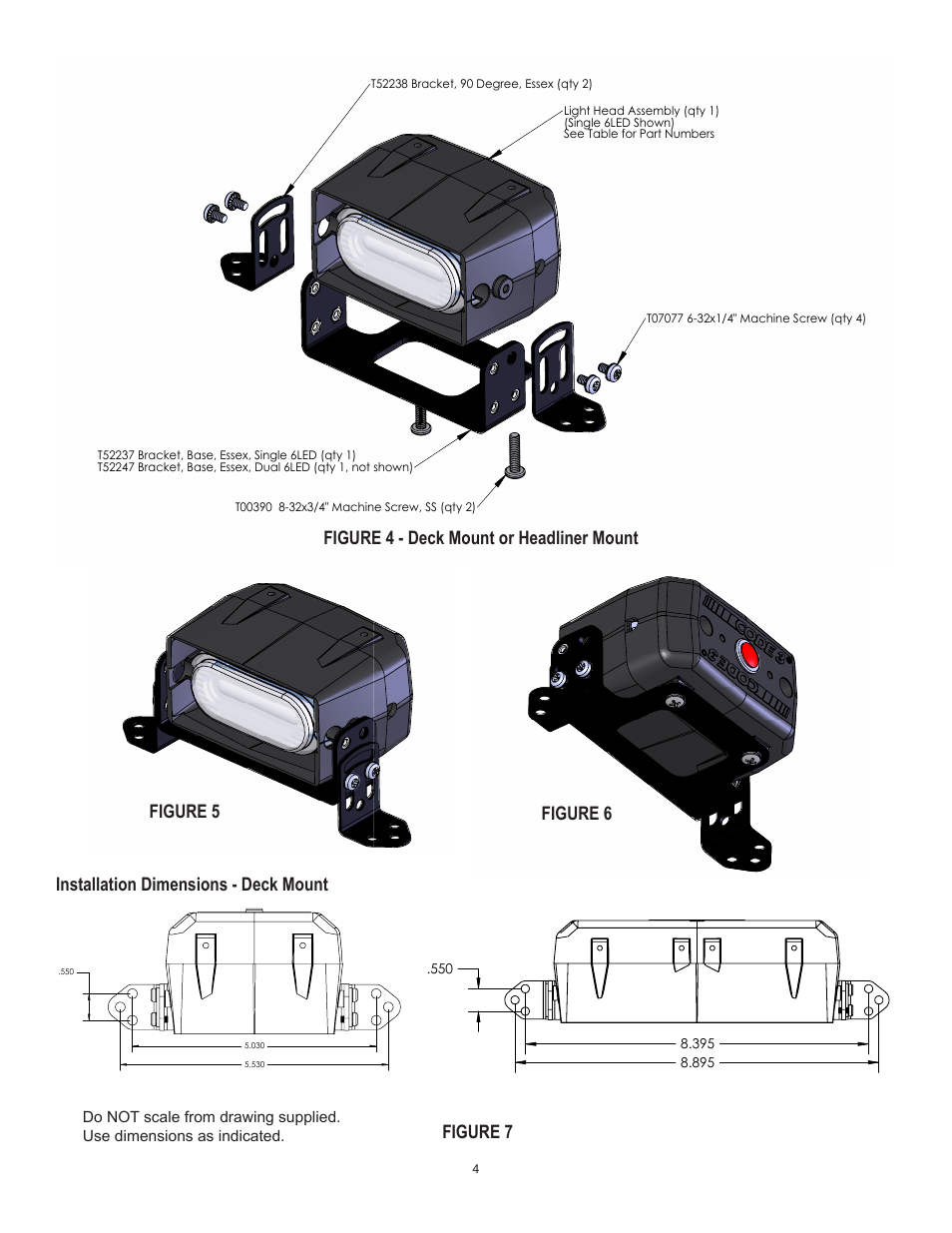 Figure 7, Installation dimensions - deck mount | Code 3 Essex User Manual | Page 4 / 6